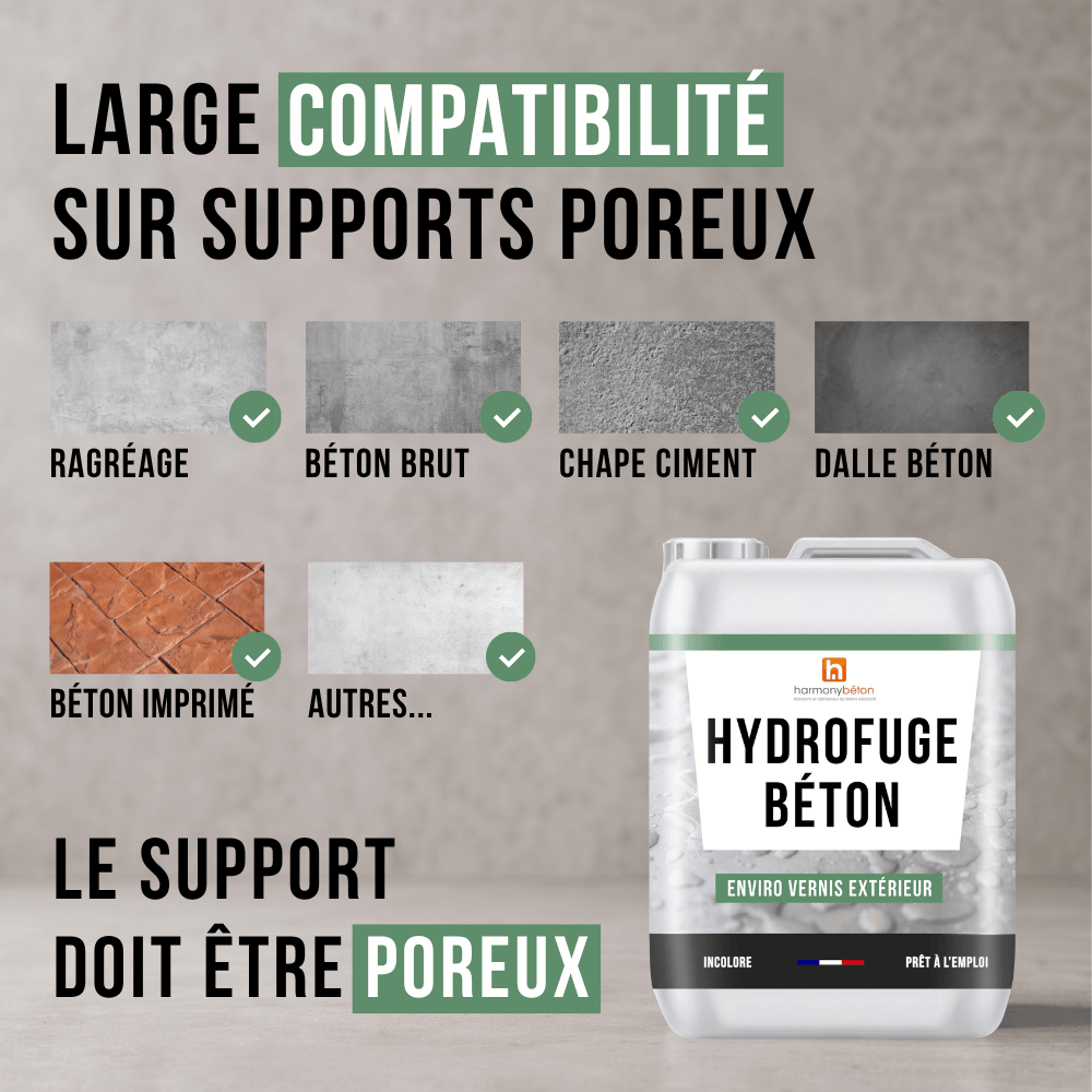 Supports compatibles vernis béton extérieur - Enviro vernis®