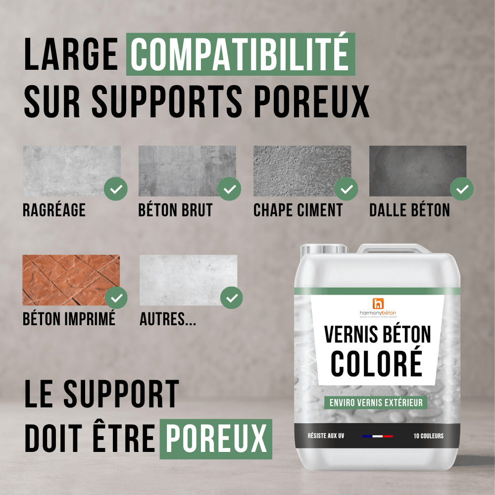 Supports compatibles vernis béton coloré - Enviro vernis®