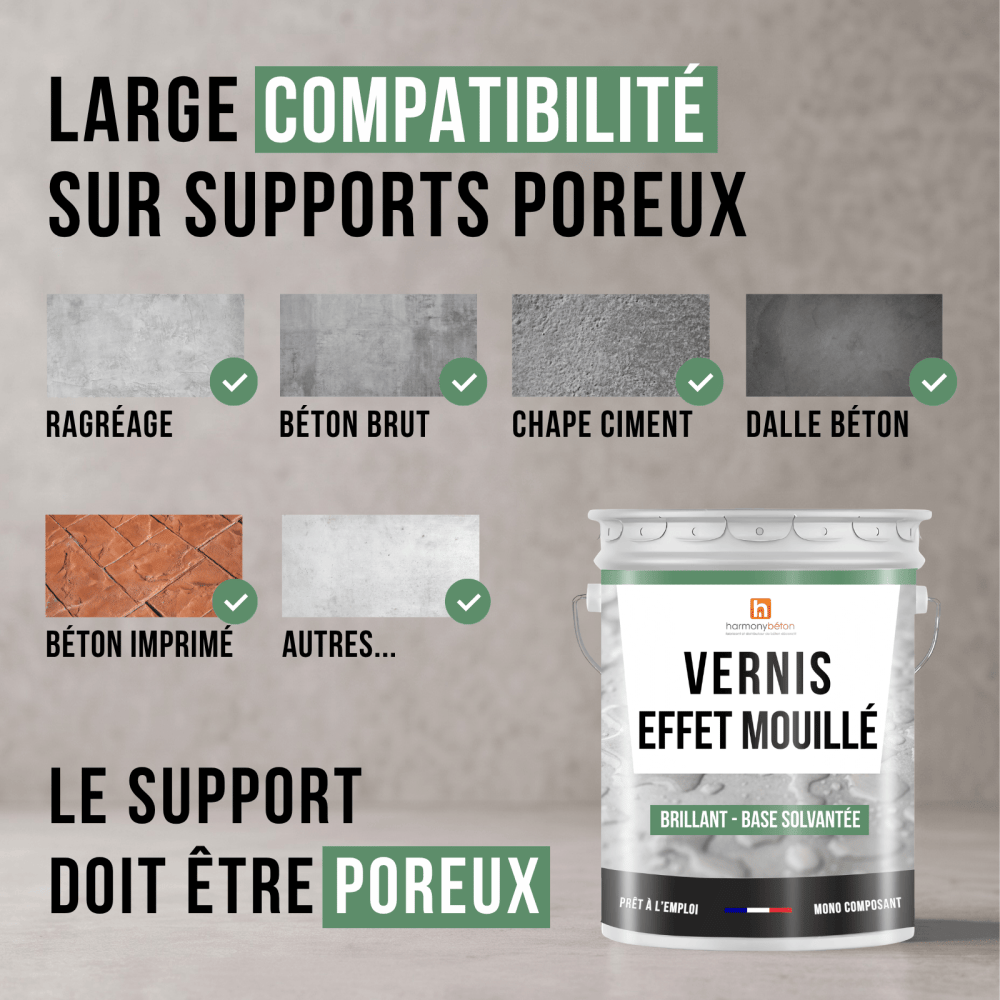 Supports compatibles vernis béton extérieur - Vernis Effet Mouillé