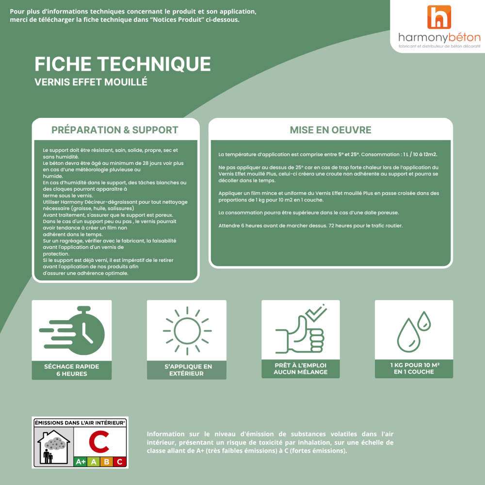 Fiche technique - Vernis Effet Mouillé Plus Brillant