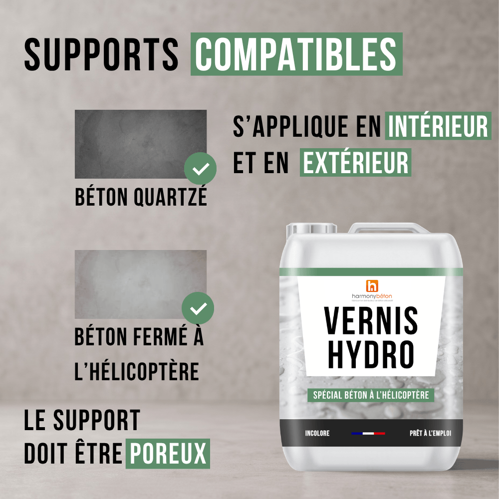 Supports compatibles vernis Hydro® spécial béton