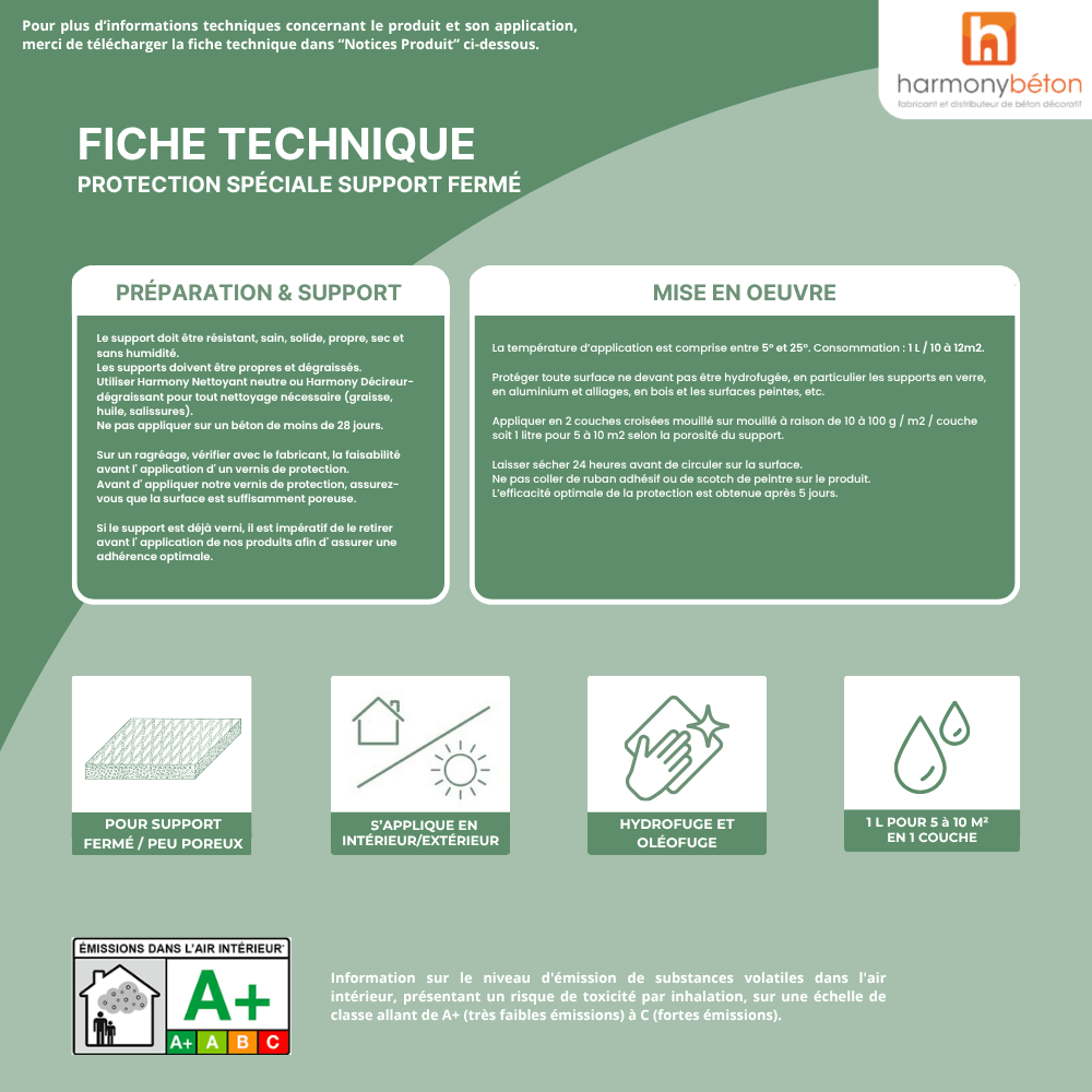Fiche technique Protection spéciale support fermé