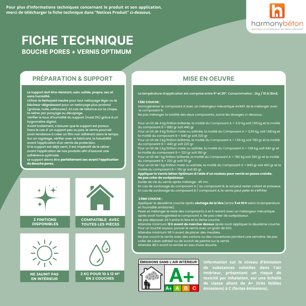Fiche technique Kit bouche pores + vernis Optimum