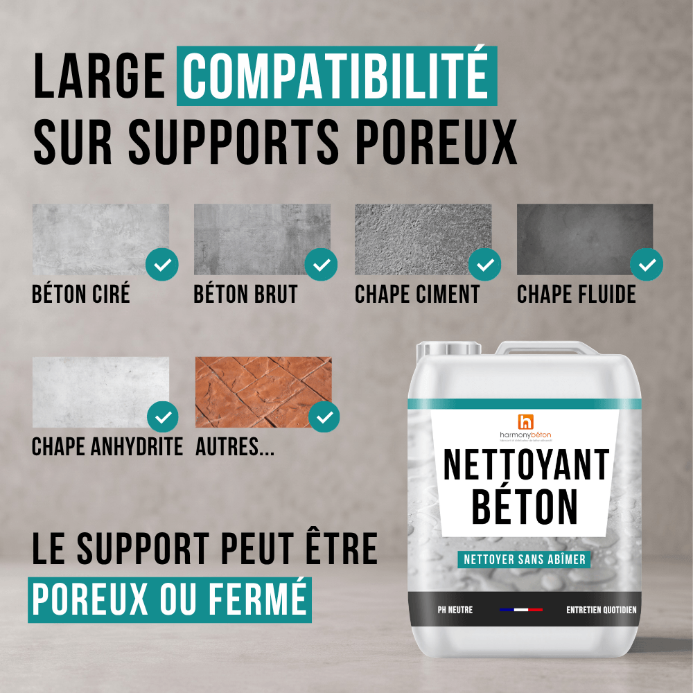 Nettoyant béton neutre - Supports compatibles