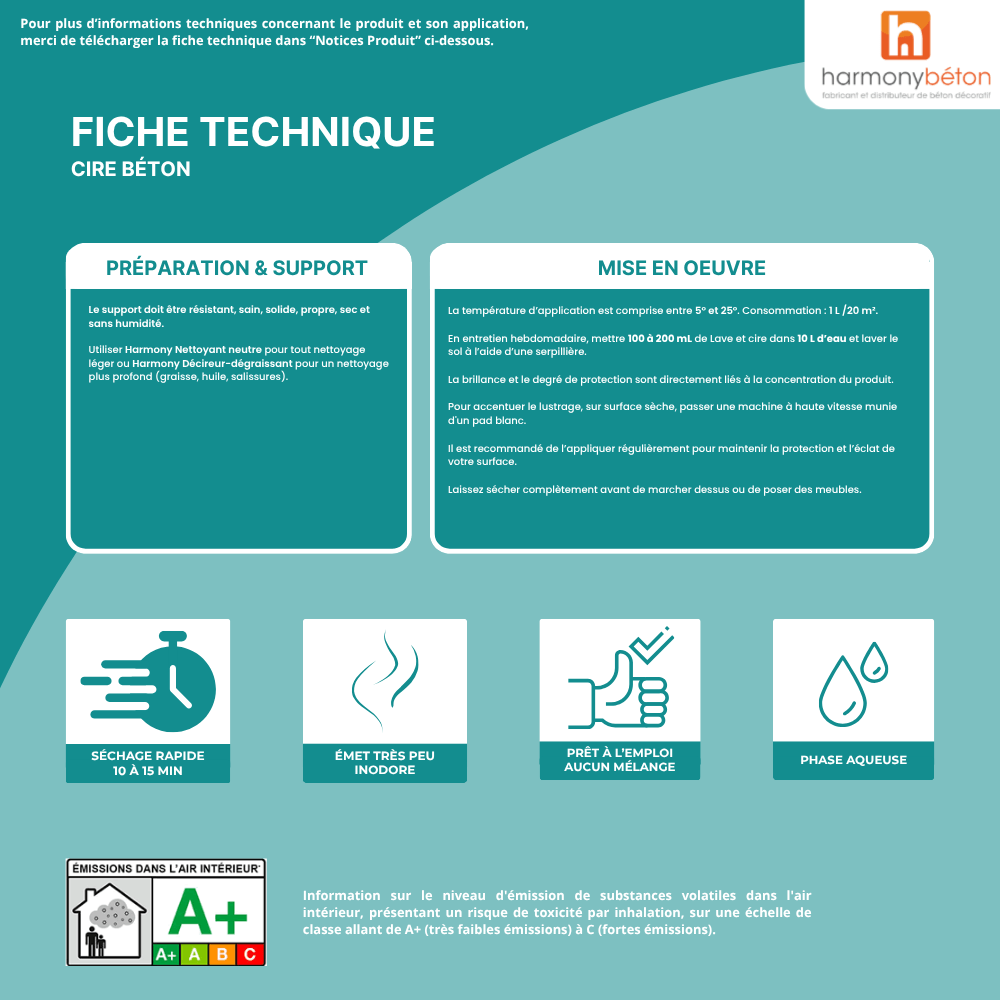 Fiche technique Lave & Cire