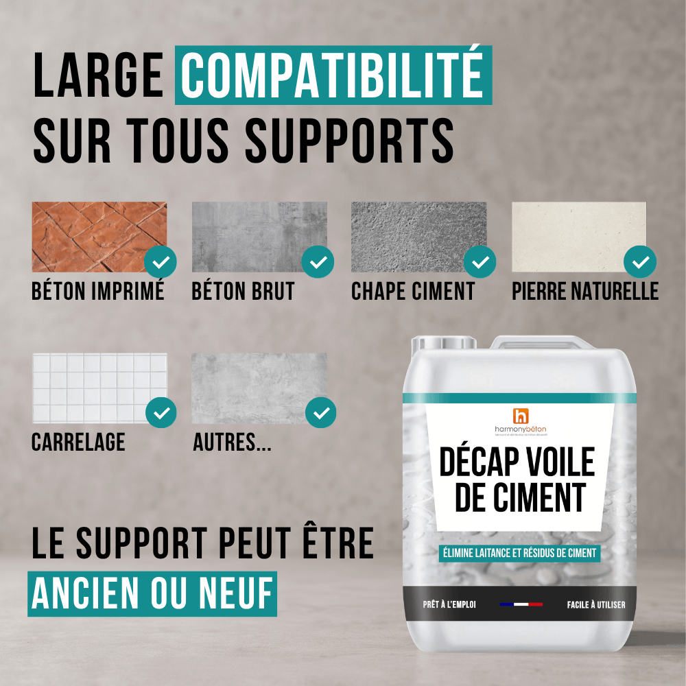 Supports compatibles - Décap Voile de Ciment