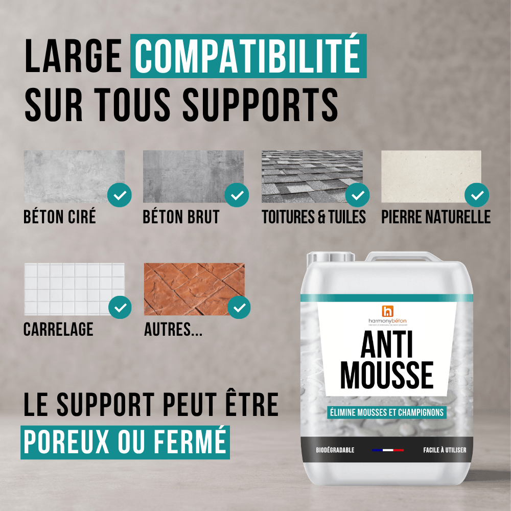 Supports compatibles - Anti-Mousse Terrasse & Béton