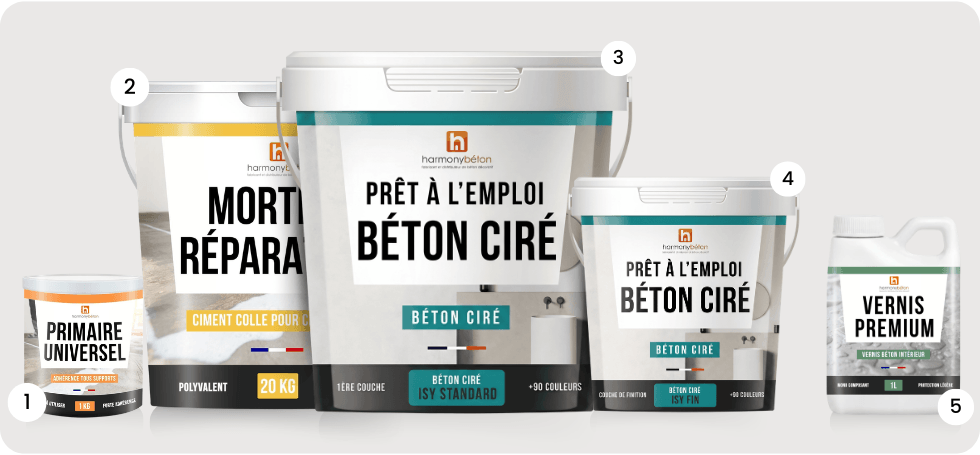 Kit complet de béton ciré ISY - Escalier carrelé