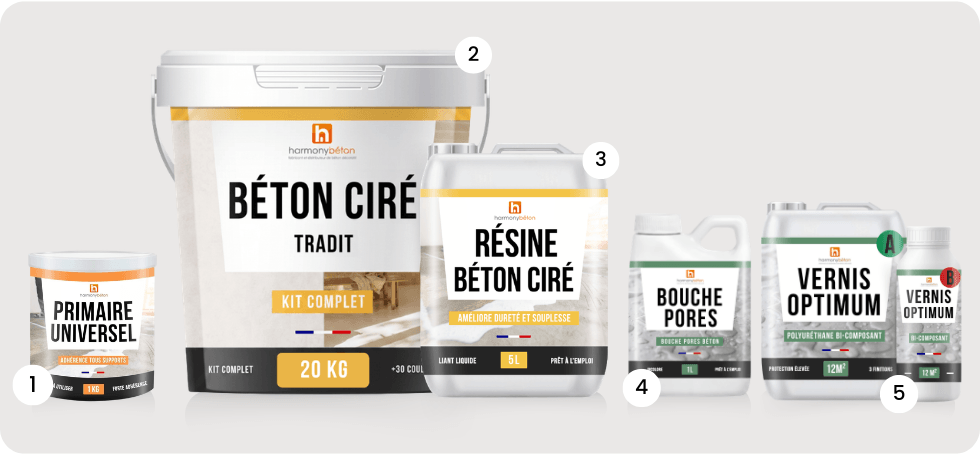 Kit complet de béton ciré Tradit pour Salle de bain - Kit universel